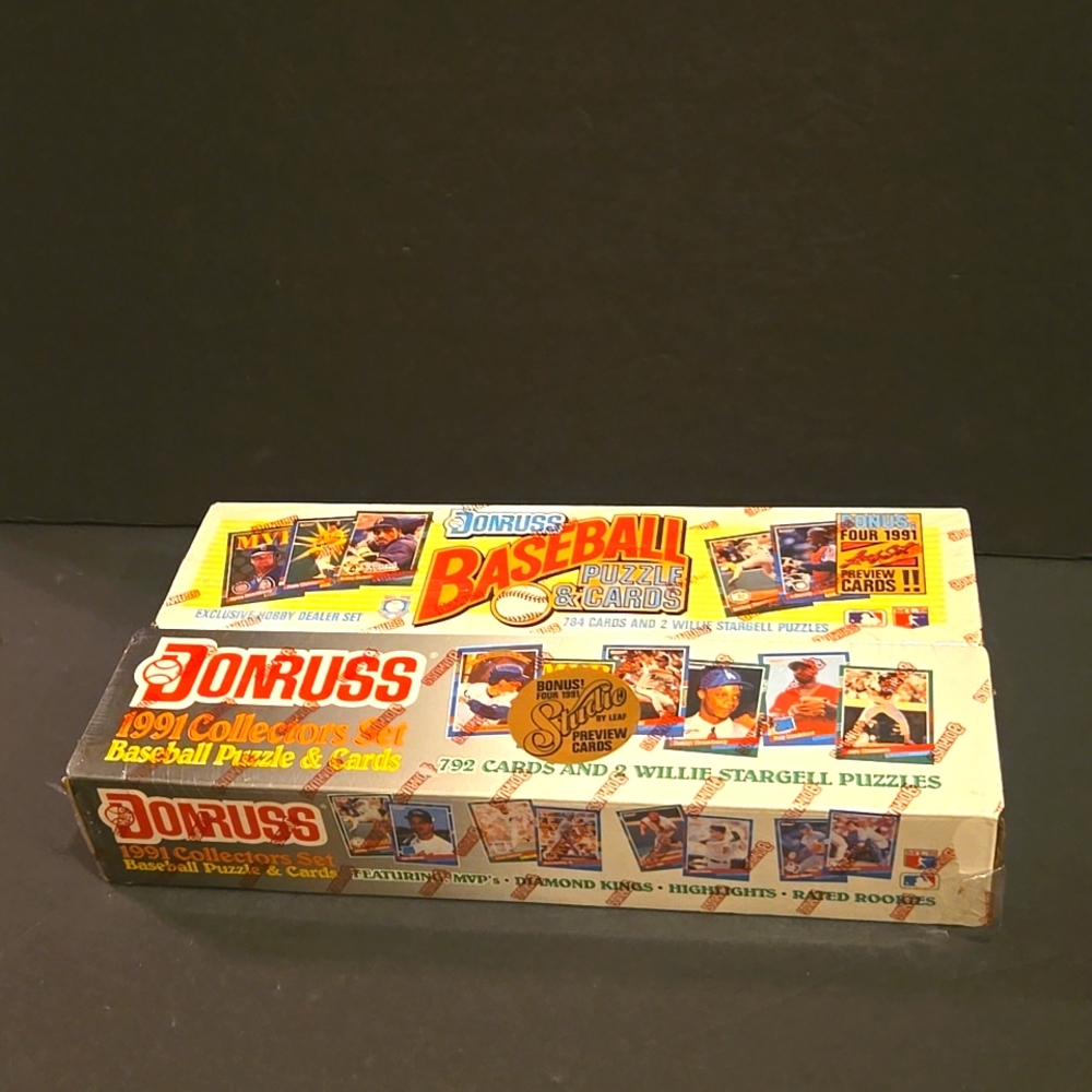 NEW SET OF 2 1991 MLB LEAF DON RUSS BASEBALL PUZZLE & CARDS FACTORY SEALED